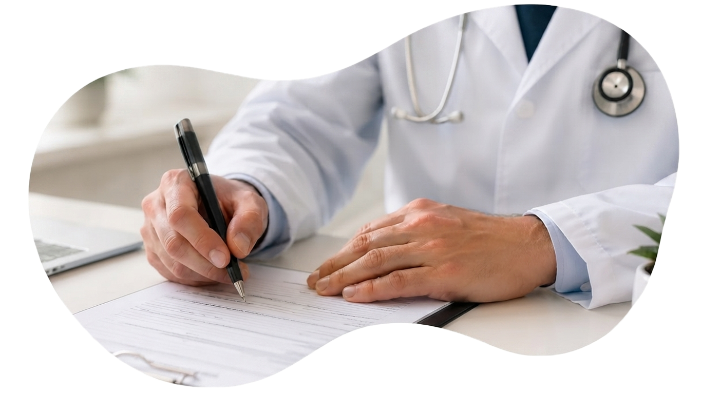 Doctor signing compliance form